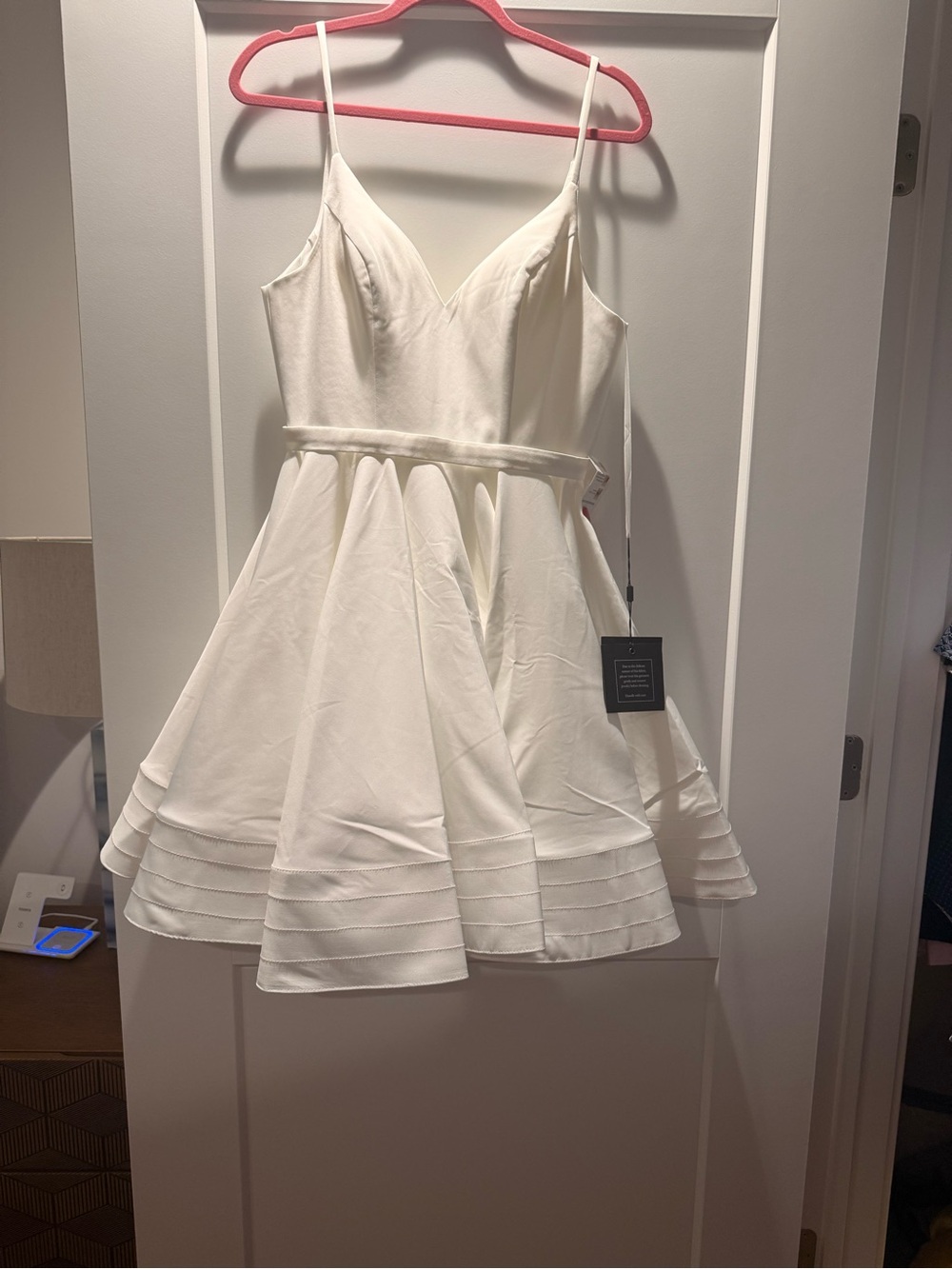 White Spaghetti-Strap Fit & Flare Mini Dress - Picture 2 of 5